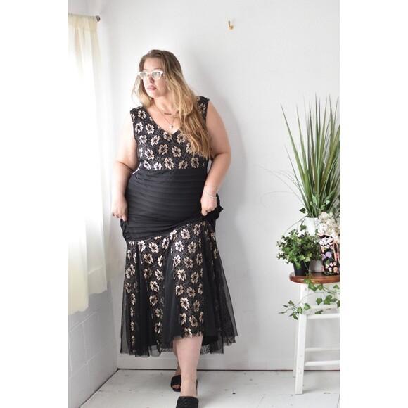 Candalite Woman's BridesMaids Dress Woman's 3X XXXL Black Gold Lace Mermaid Fit - Picture 2 of 6